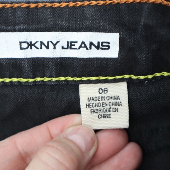 DNKY Pants Womens 6 Black Bootcut Low Rise Stretch Button Studded Denim Jeans - Picture 2 of 16